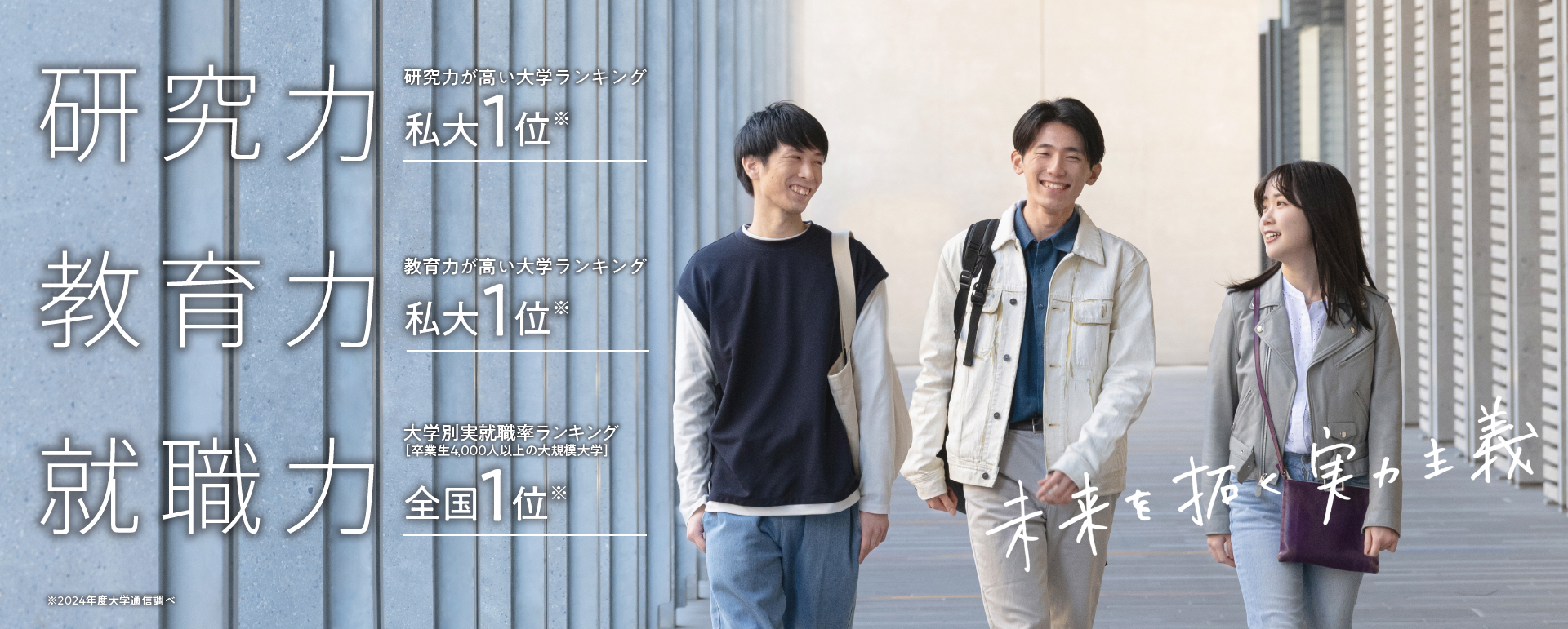 研究力 私大1位・教育力 私大1位・就職力 全国1位