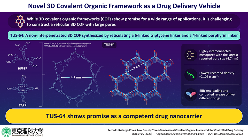 Towards a Novel 3D Covalent Organic Framework With Record Large Pores for Efficient Drug Delivery