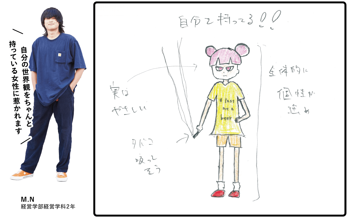 自分の世界観をちゃんと持っている女性に惹かれます | M.N　経営学部経営学科２年