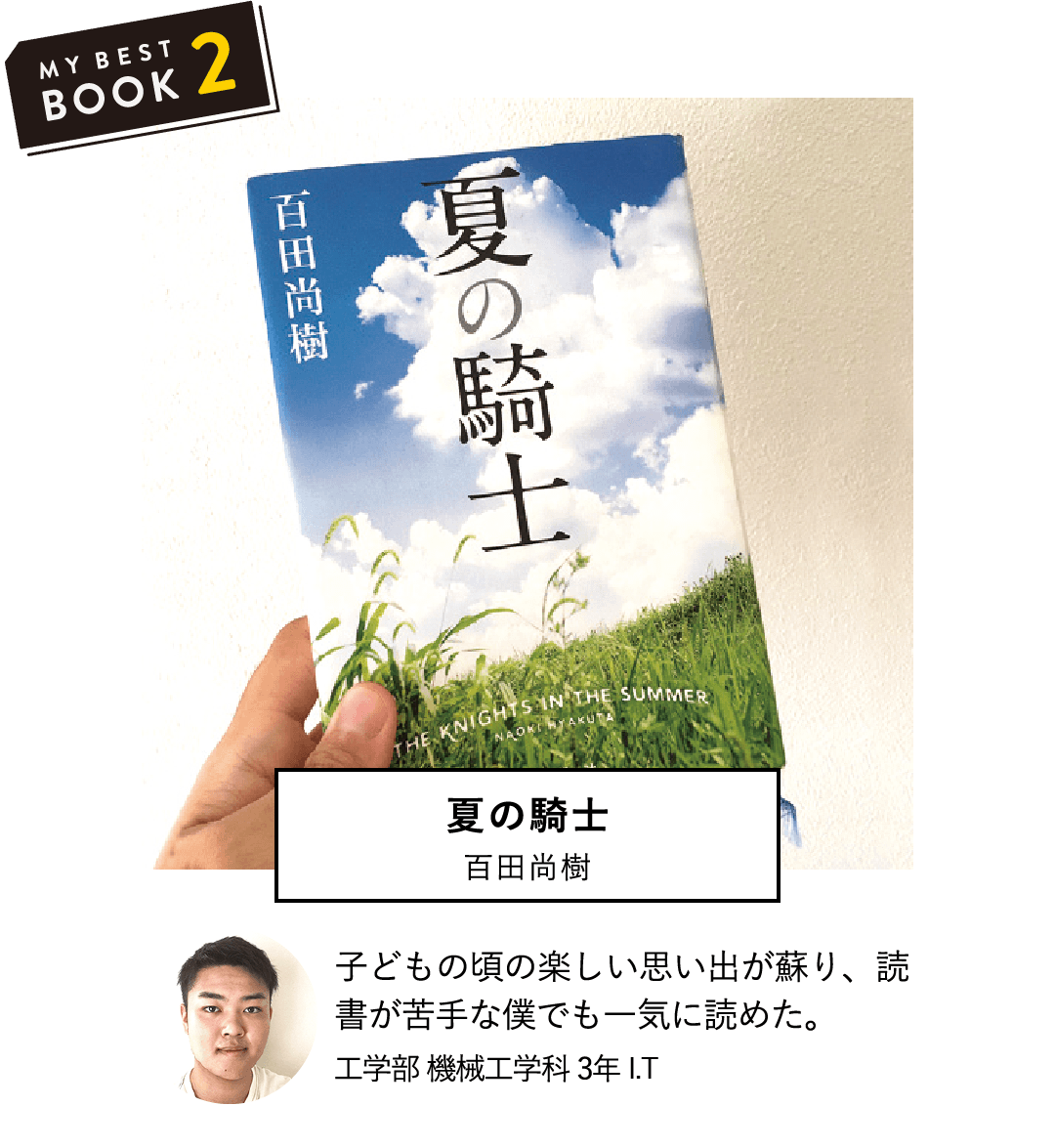 夏の騎士(百田尚樹) | 子どもの頃の楽しい思い出が蘇り、読書が苦手な僕でも一気に読めた。(工学部 機械工学科 3年 I.T)