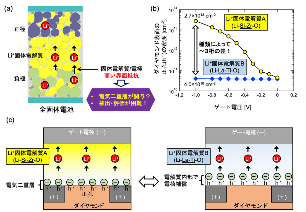 全固体電池の出力低下の原因を探る新手法を開発～リチウム固体電解質の電気二重層効果を電界効果トランジスタで定量評価～