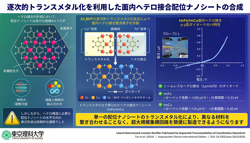 整流特性を示す新たな面内ヘテロ接合素子の簡便合成に成功